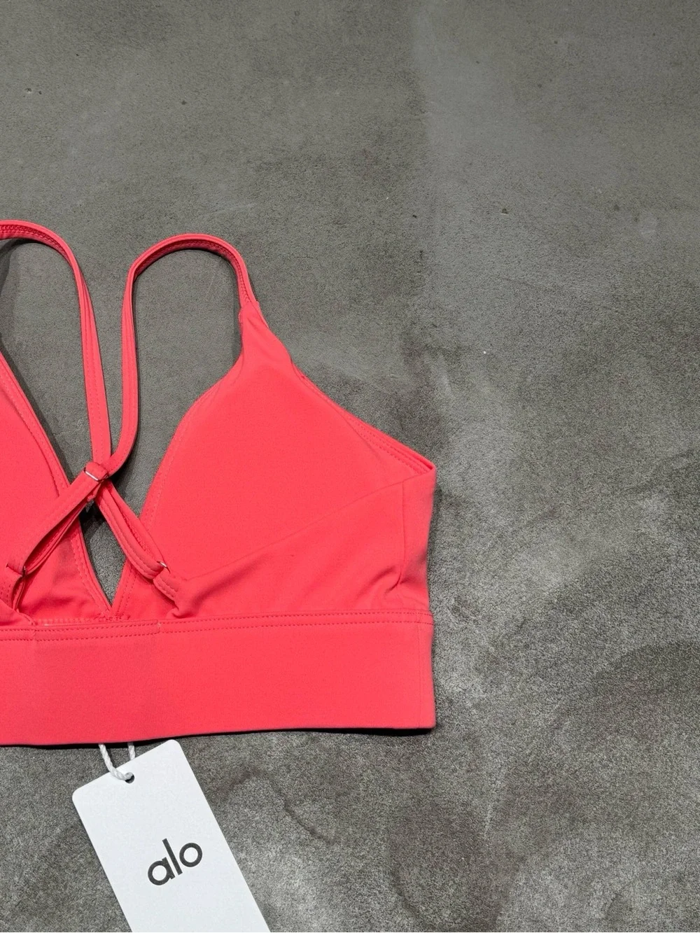 Alo Women’s Coral Sports Bralette - Strappy V-Neck